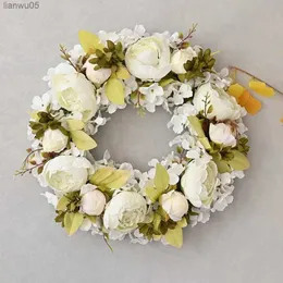 Decorative Flowers Wreaths Peony artificial Realisticgarland Decoration Photography Props Wedding Wreath Flower Home Door WallDecoration Fake DecorL231213