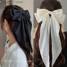 Headwear Acessórios de cabelo Chiffon Bow Grampo de cabelo Mulheres Grande Bowknot Stain Hairpin Barrettes Meninas Cor sólida Rabo de cavalo Clipe Acessórios de cabelo Headwear GiftL231214