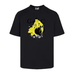 T-shirt designer camisa masculina nova marca de moda de rua feminina solta esportes top masculino jogging puro algodão em torno do pescoço camiseta carta padrão de banana