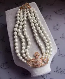 Collana da donna con catena di perle a tre strati di moda europea e americana, collana corta da donna con strass, collana satellitare, regalo party3559517