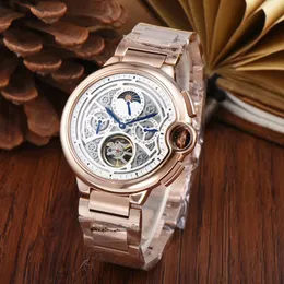 Top quality watch 44MM mens automatic mechanical movement luxury watch skeleton dial leather stainless steel bracelet fashion business designer mens watch