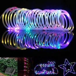 10m corda solar tubo cordas led tira solar luz de fadas cordas à prova dwaterproof água jardim ao ar livre solar festa de natal decoração light264r