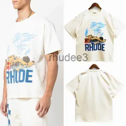 23SS Rhude Herren T-Shirts Designer Sommer Frauen Buchstaben Gedruckt T-Shirts Lose T-Shirts Mode Marken Tops Freizeithemd Luxurys Kleidung Straße Kurzarm Größe S-XL 07VH