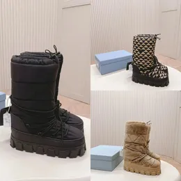 Australia Winter Boot Designer Boots damskie buty śniegowe platforma bootie kolan pół buty Chunky zimowa ciepła skóra jakość dół kobiety botki materiał futra trójkąt