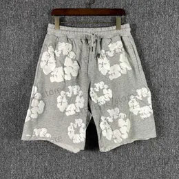 Herrshorts Shorts Kapok Foam Print Men Women 1 1 Loose Grey Cotton Summer Shorts T231214