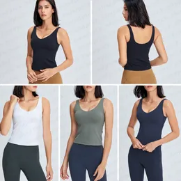 Lu Damen-Sport-BH mit U-Rücken, langes gepolstertes Tanktop, nacktes Gefühl, Workout, Fitness, Laufen, Yoga-Oberteile, ärmelloses, hüftlanges Tanktop mit abnehmbaren Polstern, A-70