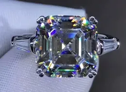 Anello di promessa fatto a mano in argento sterling Bijou Asscher con taglio di fidanzamento Anelli di fede nuziale per gioielli da donna