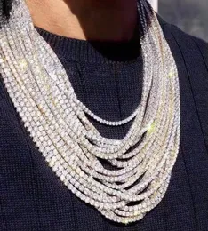 Męskie kobiety Hiphop Naszyjniki 830 cali losowane łańcuchy srebrne złotą biżuterię Diamond jeden rzędowy łańcuch tenisowy Hip Hop 3 mm Crystal Alin05993851