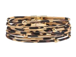 Pulseira de tênis 2021 para mulheres ou homens com liga de leopardo ímã de fivela de fivela de couro com miçanga de cauda de ornamento de corda de mão Acessórios de ornamento3012220