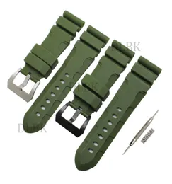 Watchband 24mm 26mm Buckle 22mm Men Band Watch Green Diving Silicone Rubber Strap Sport Sport Bracelet Stainless Steel Pin Bucle for 6483848