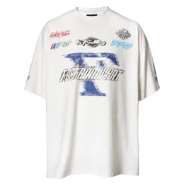 デザイナー特大ティー韓国レーシングスポンサーウォッシュTシャツ夏のカジュアルファッションスケートボード男性女性新しいビンテージTシャツ24SS 1214