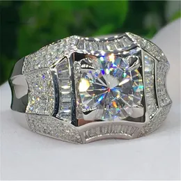 Fedi nuziali Solitario di lusso maschile 1ct Lab Diamond cz Anello in argento sterling 925 Fidanzamento Fede nuziale Anelli per uomo Pietre preziose Party Bijou 231214