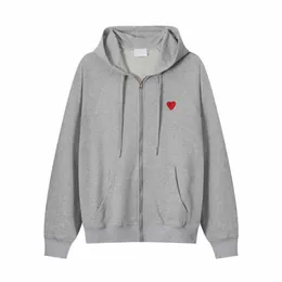 Amis New Paris Pull Mode Hommes Femmes Designer Amipull Sweat À Capuche Pull Brodé Coeur Rouge Petit Logo Cardigan Unisexe Fermeture Éclair Amisweater Jumper 7lo1