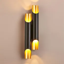 Pipe Wall Lamps Modern Bathroom Tube Wall Light Living Room Bedroom White Black Gold Art LED Sconce Lighting312P