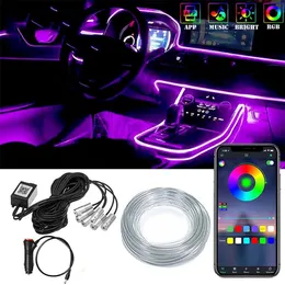 Luci di striscia principali al neon RGB per interni auto 4 5 6 in 1 Controllo app Bluetooth Luci decorative Atmosfera ambientale Lampada da cruscotto280g