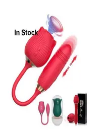 Nxy vibratorer röd gul svart rosform 2 i 1 formad utökad vibrate tunga klitoris sugande vibrerande ägg sex leksak vibrator fo5810114