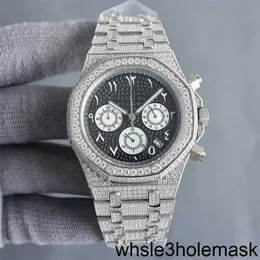 AP Handmade Diamond Watch Mens Imported Quartz Timing Movement Watch 40 мм с алмазом, усыпанной сталью 904L Sapphire Women Montre de Luxe