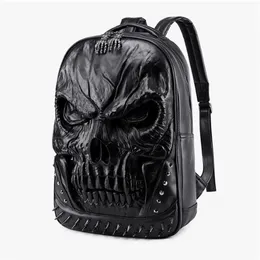 Neue 3D -geprägte Schädel -Rucksack -Taschen für Männer einzigartige Originalität Mann Tasche Rivet Persönlichkeit Cool Rock Laptop Schoolbag für Teenager 271J