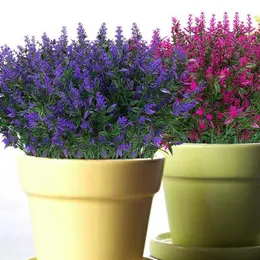 Flores artificiais de lavanda, plantas 6 peças, realistas, resistentes a raios uv, arbustos falsos, buquê de arbustos para iluminar sua casa k d219d