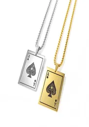 Men039s Schmuck Ace of Spades Halskette Spielkarten Anhänger Halskette aus Edelstahl3573882
