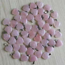 Charms Mode natürlichen Rosenquarz Stein Liebe Herzform rosa Stein Perlen Anhänger 20mm für Schmuck machen Anhänger 324M