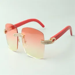 Direct s double row diamond sunglasses 3524025 with red wooden temples designer glasses size 18-135 mm198q