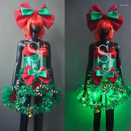 Sahne Giyim Noel Festivali Kıyafetleri Yay Mahalleleri Performans Partisi Elbise Kadın Gogo Dancer Kostüm Cosplay Rave Giyim XS7408