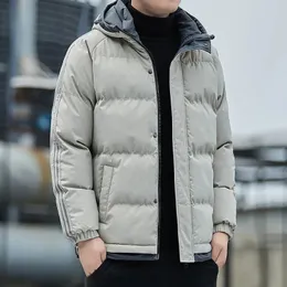 Мужские пуховые парки 2024, зимняя повседневная толстовка с капюшоном, однотонная модная тенденция с прямым рукавом, длинное удобное теплое пальто 231213