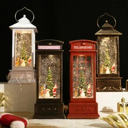 Objetos decorativos estatuetas girando árvore de natal caixa de música véspera de natal bola de cristal flutuante floco de neve brilhando brinquedo ornamentos decoração de mesa 231214