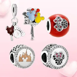 Charm Silver Mouse Pendant Ice Cream Shiny Zircon Bead Women Jewelry Fit Original Armband DIY Gift197L