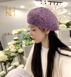 Zimowy beret lambool z prolną kropką druk felu filc czapka zimowa jesienna wiosna kapelusz stały kolor najwyższej jakości kobiety Boina4814446