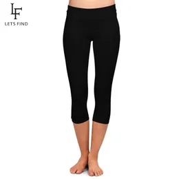 Leggings da donna LETSFIND Pantaloni in seta di latte di alta qualità da donna Vita Fitness Solido nero elastico morbido pantaloni a metà polpaccio 231214