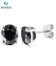 Doveggs Sterling Solid 925 Silver 65mm Black Round Moissanite Diamond Stud Earrings Fush Back Earring Jewelry CJ199755329