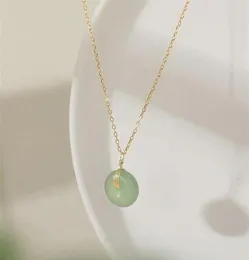 Wholale S925 Gold Sterling Sier Round Jade Pendant Choker Naszyjnik25801584173