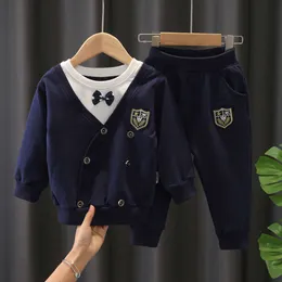 2023 New Clothing Children's Baby Fashionable Long Sleeved Clothes Spring and Autumn Academy Style Two Piece Set