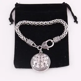 Pulseira de corrente de trigo estilo religioso, bracelete de runas sigils arcanjo uriel amuleto pendente talismã drop256s