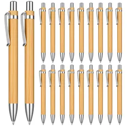 Ballpoint Pens 100 PCSLOT Bamboo Pen Stylus Kontakt Office School Supplies Pisanie Prezentu Blue Ink 231213