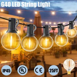 Noel dekorasyonları 25ft LED G40 Ball String Lights E12 110V 220V Su Geçirmez Açık Bahçe Çelenk Dizesi Işıkları Terrace Pub Noel Partisi Dekora 231214