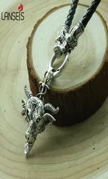 1pcs Sabbatic Goat Amulet Cord Necklace Baphomet Pendant 38mm Necklaces1390764