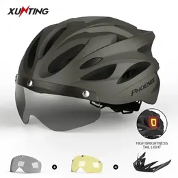 Велосипедные шлемы Xunting Велосипедный шлем со светодиодной подсветкой Дышащий регулируемый размер EPS Литой MTB дорожный велосипед 231213