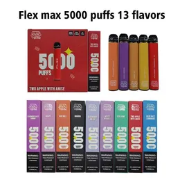 Flex max 5000 sbuffi 650mah12ml Dispositivo preriempito monouso Vape Autorizzato 17 colori randm tornado Magazzino locale iget bar