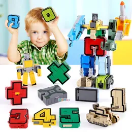 Other Toys GUDI Assemble Robots Transformation Building Blocks Action Figure Car Model Deform Number Letters Alphabet Math Educational 231214