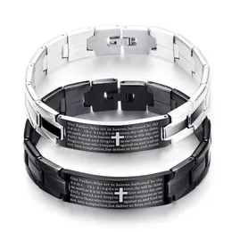 Bangle Bíblia Sagrada Cruz Homens Pulseira Preto Relógio de Aço Inoxidável Strap Silvering Plating Jóias Presente para Women3141