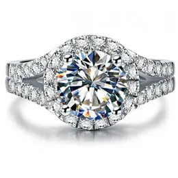 Skönhetstest Positivt 2CT 8mm D-E Moissanite Diamond Ring S925 Engagementsmycken för kvinnor280R