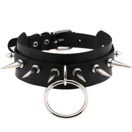 Chokers Big Oround Punk Rock Gothic Chokers Women Mężczyźni skóra Sier Sier Spike Rivet Stud Cllar Choker Naszyjnik Bijoux758 Dhrsg