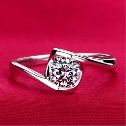 Austria Simulated Diamond Rings Wedding Love Luxury Aneis Rhinestone Jewelry 925 Silver Plated Glowing Ring For Women289t