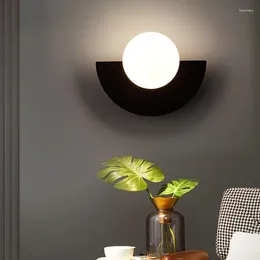 Duvar lambası yatak odası başucu cam cam iç oturma odası ev dekorasyon modern basit renk demir led lambalar