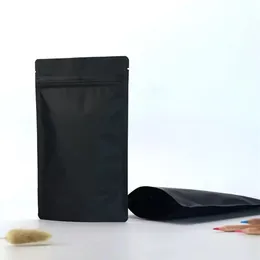 100 pezzi nero opaco stand up foglio di alluminio con cerniera borsa pacchetto sacchetto di imballaggio borse di stoccaggio Doypack Mylar 186G