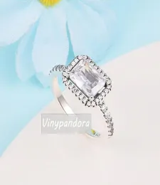 925 Sterling Silver Rectangular Sparkling Halo Ring Fit P Jewelry Engagement Wedding Lovers Fashion Ring For Women6226357