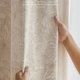 Curtain French Embossed Leaf Jacquard Cream Warm Curtains for Living Dining Room Bedroom 231213